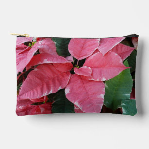 Silver Star Marble Poinsettias Pink Holiday Floral Accessory Pouch