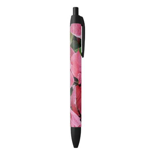 Silver Star Marble Poinsettias Pink Holiday Floral Black Ink Pen (Bottom (Vertical))