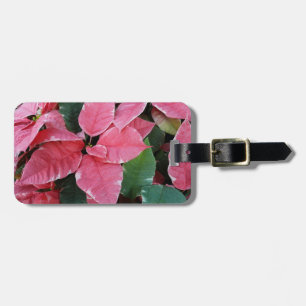 Silver Star Marble Poinsettias Pink Holiday Floral Luggage Tag