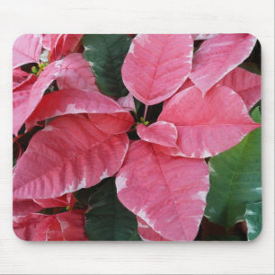 Silver Star Marble Poinsettias Pink Holiday Floral Mouse Mat