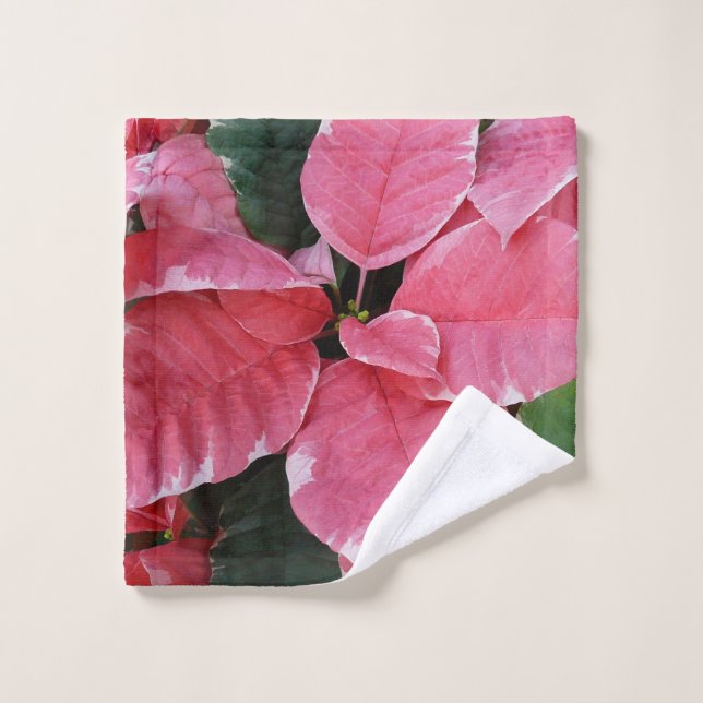 Silver Star Marble Poinsettias Pink Holiday Floral Wash Cloth (Wash Cloth)