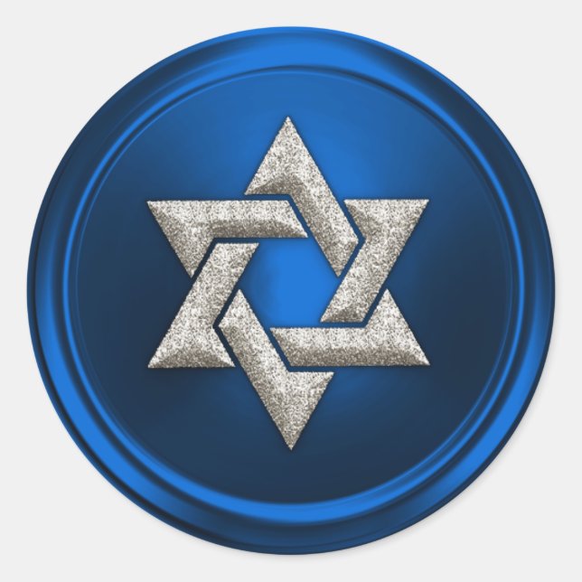 Silver Star of David Envelope Seal Blue (Front)