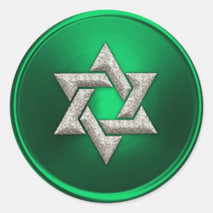 Silver Star of David Envelope Seal Green