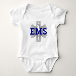 Silver Star of Life with Blue EMS Baby Bodysuit