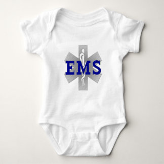 Silver Star of Life with Blue EMS Baby Bodysuit