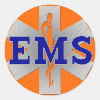 Silver Star of Life with Blue EMS Classic Round Sticker