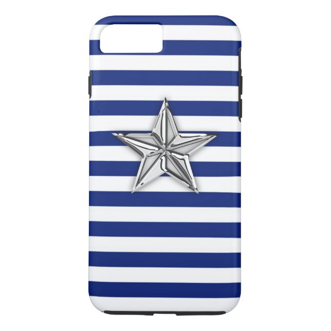 Silver Star on Stripes Case-Mate iPhone Case (Back)