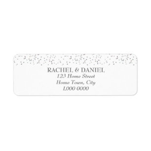 Silver Stardust Confetti Address Label