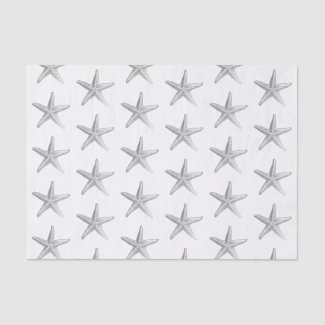 Silver Starfish Coastal Beach Theme Tissue Paper (Front)