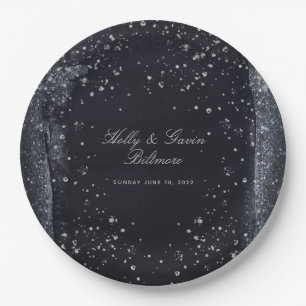 Silver Starry Night Wedding 9 Inch Dinner Paper Plate