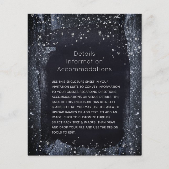 Silver Starry Night Wedding Details Enclosure (Front)