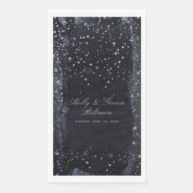 Silver Starry Night Wedding Dinner Napkins (Front)