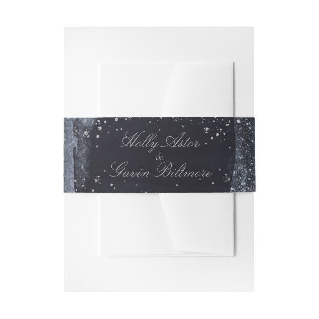 Silver Starry Night Wedding Invitation Suite Invitation Belly Band (Front Example)