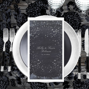 Silver Starry Night Wedding Long Napkin
