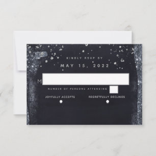 Silver Starry Night Wedding No Meal Choice RSVP Card
