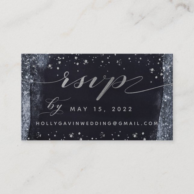 Silver Starry Night Wedding Online RSVP Card (Front)