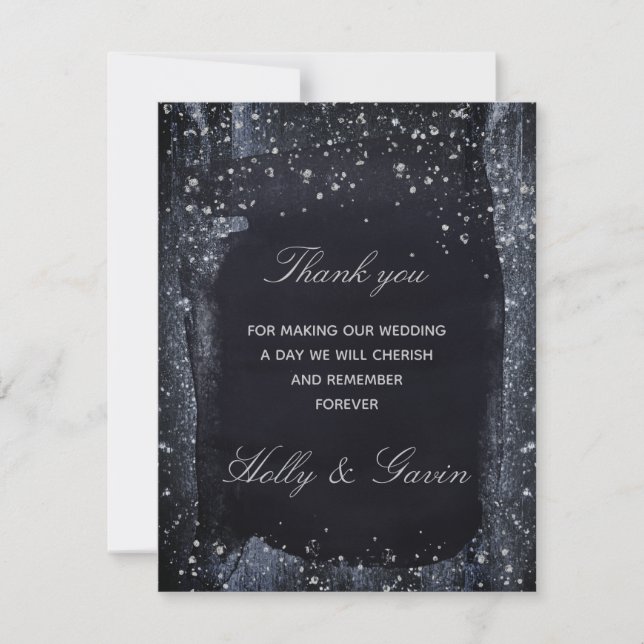 Silver Starry Night Wedding Thank You Card (Front)