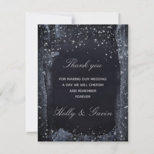 Silver Starry Night Wedding Thank You Card
