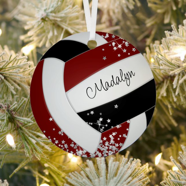 silver stars accent cute maroon black volleyball metal tree decoration (Insitu)