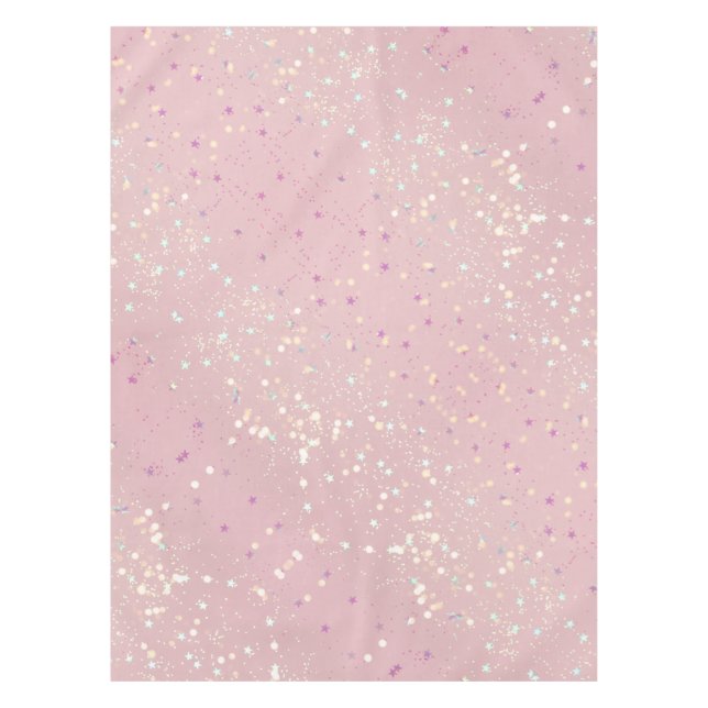 Silver Stars Aesthetic Glitter Pink Background Tablecloth (Front)