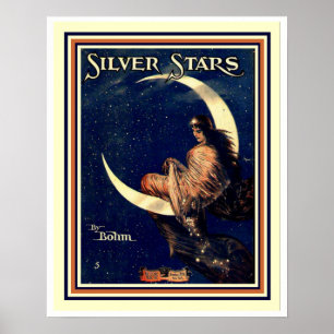 Silver Stars by Bohm Art Nouveau  Poster 16 x 20