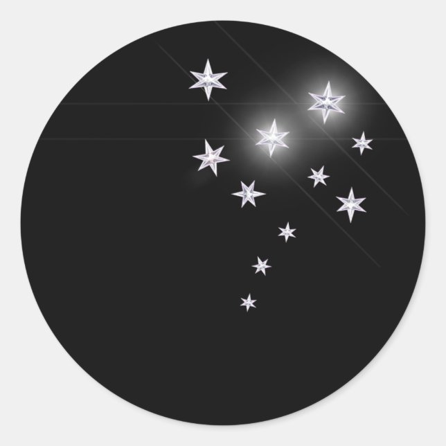 Silver Stars Classic Round Sticker (Front)