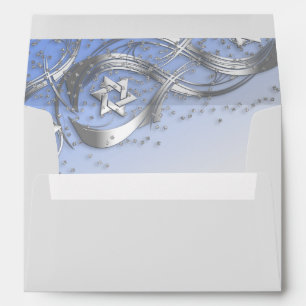 Silver Stars Flourish Silver Confetti Blue Envelopes