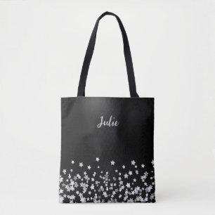 Silver Stars Monogram Personalised Christmas Gift Tote Bag