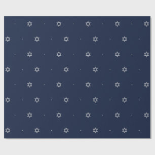 Silver Stars of David Hanukkah Wrapping Paper