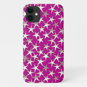 Silver stars on amethyst purple iPhone 11 case