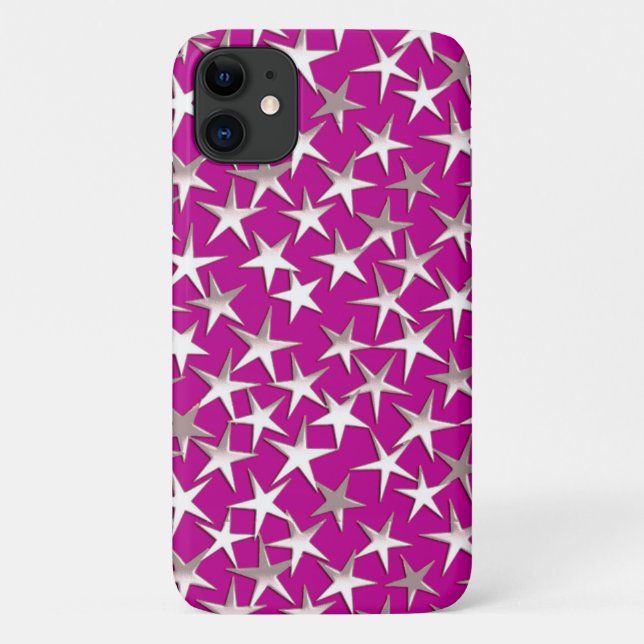 Silver stars on amethyst purple Case-Mate iPhone case (Back)