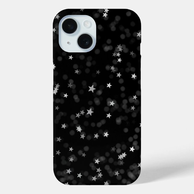 Silver Stars On Black Case-Mate iPhone Case (Back)