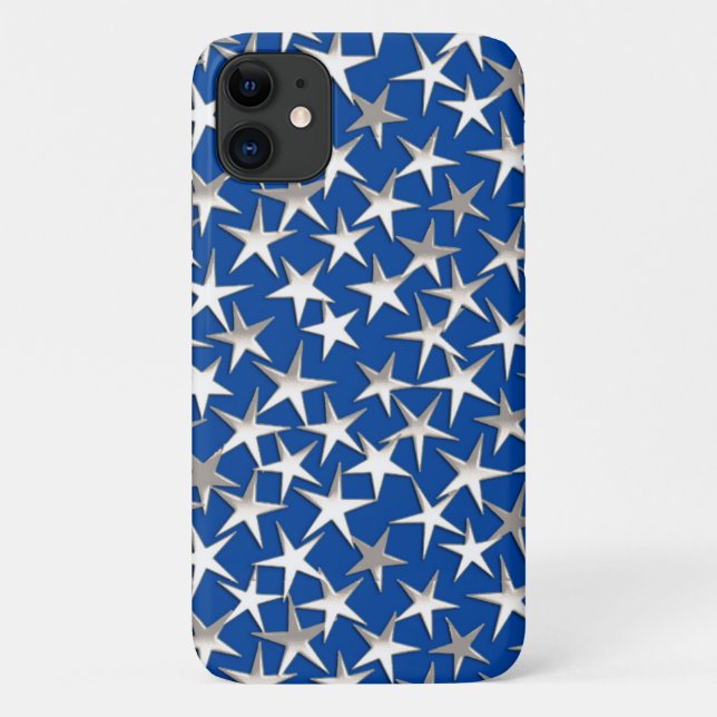 Silver stars on cobalt blue Case-Mate iPhone case (Back)