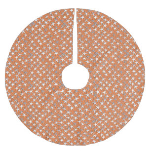 Silver stars on copper brushed polyester tree skirt