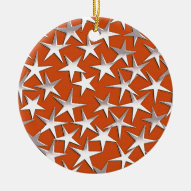Silver stars on copper ceramic tree decoration (Front)