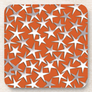 Silver stars on copper coaster