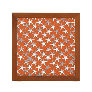 Silver stars on copper desk organiser