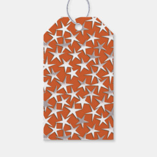 Silver stars on copper gift tags