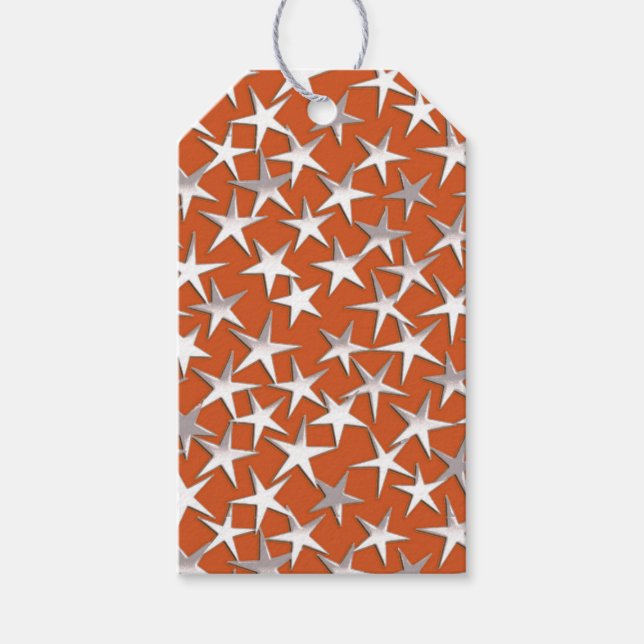 Silver stars on copper gift tags (Front)