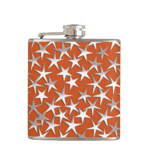 Silver stars on copper hip flask