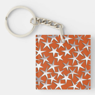 Silver stars on copper key ring