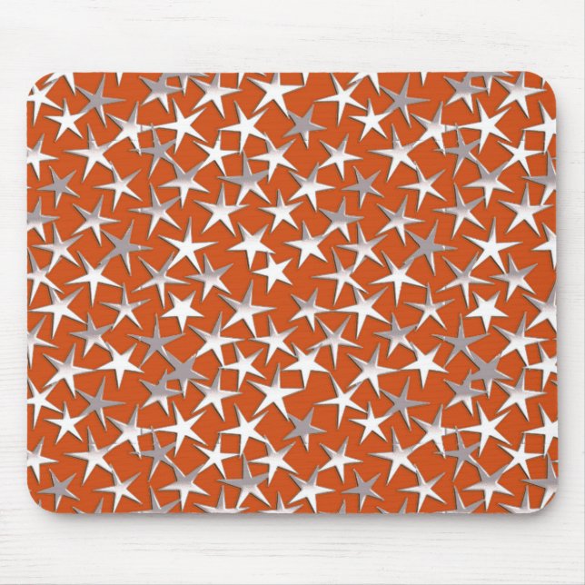 Silver stars on copper mouse mat (Front)