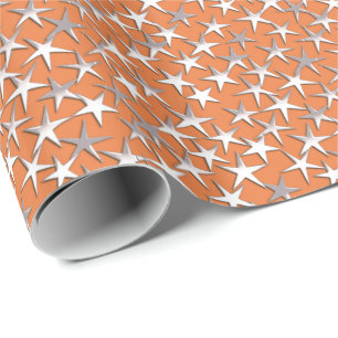 Silver stars on copper wrapping paper