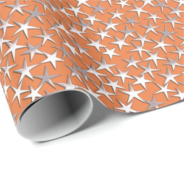 Silver stars on copper wrapping paper (Roll Corner)