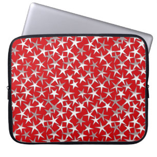 Silver stars on dark red laptop sleeve