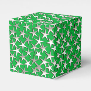 Silver stars on emerald green favour box
