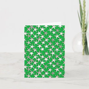 Silver stars on emerald green holiday card