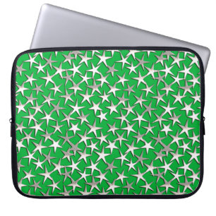 Silver stars on emerald green laptop sleeve