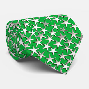 Silver stars on emerald green tie