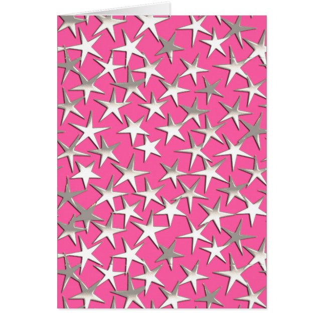 Silver stars on fuchsia pink (Front)